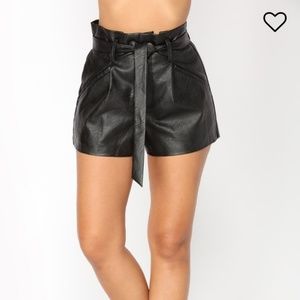Faux leather shorts